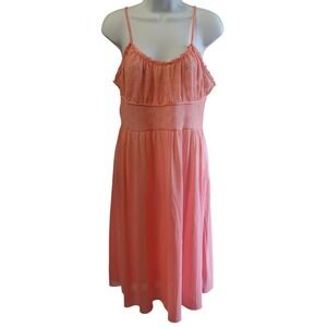 Vintage 50s Nightgown Large Pink Sheer Nylon Lace Babydoll Slip‎ Dress Coquette